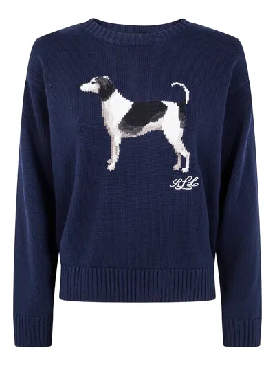 Ralph Lauren 'english Foxhound' Intarised Sweater In Blue