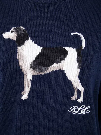Ralph Lauren 'english Foxhound' Intarised Sweater In Blue