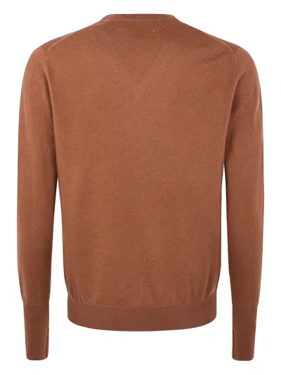 Ballantyne V Neck Pullover Argyle Pattern Knit In Brown