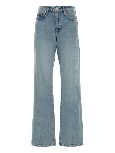 7 For All Mankind Faded Wash Five-pocket Denim Trousers In Blue