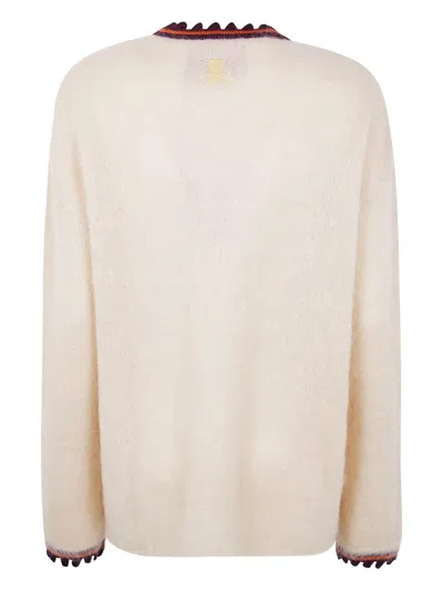 La Doublej Scalloped-trimmed Mohair Wool Sweater In Neutral
