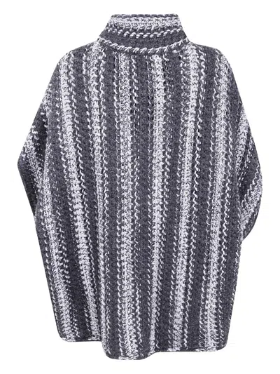 Fabiana Filippi Herringbone-pattern Zip-front Cape In Gray