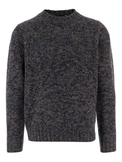 Vince Mega Marled Wool Blend Crewneck Sweater In Black