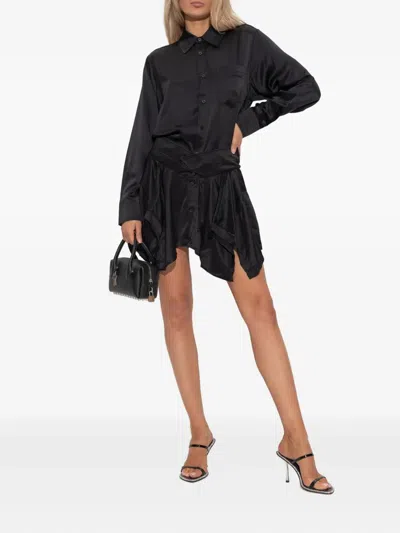Alexander Wang Button-down Asymmetrical Mini Dress In Black