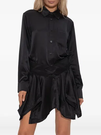 Alexander Wang Button-down Asymmetrical Mini Dress In Black