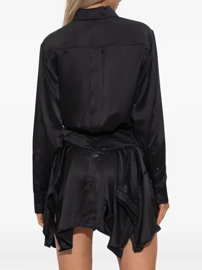 Alexander Wang Button-down Asymmetrical Mini Dress In Black