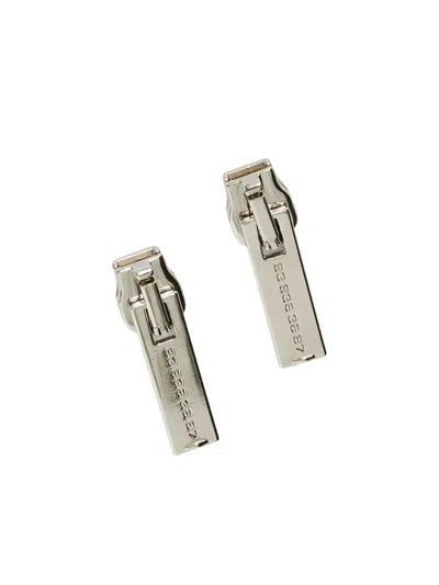 Vtmnts Barcode Zipper Earrings In Metallic