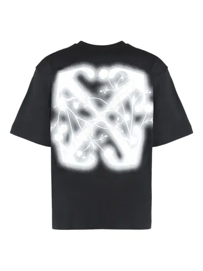 Off-white Back Print Slim Fit Cotton T-shirt In Black