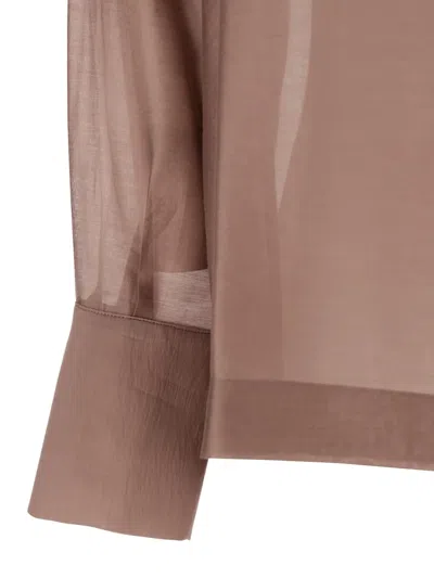 Rame Beige Turtleneck Pullover With Buttoned Cuffs In Tech Fabric Woman In Brown