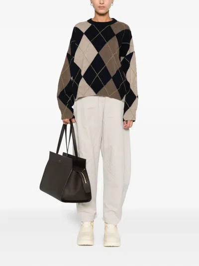 拼接松紧裤腰长裤