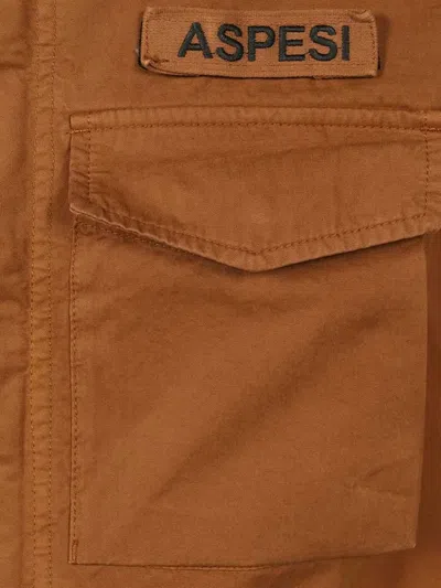 Aspesi Multi-pocket Cotton Jacket In Brown