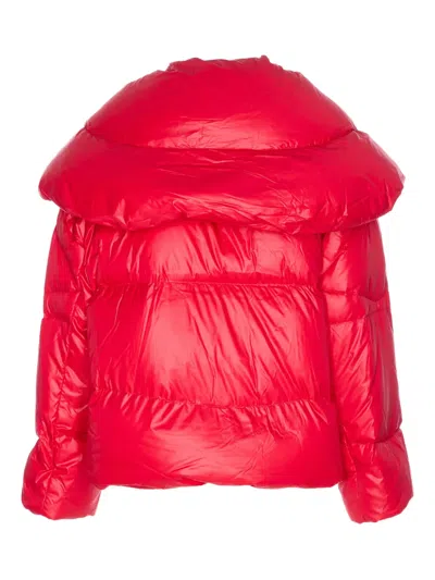 Jetset Lella City Maxi-collar Padded Jacket In Red