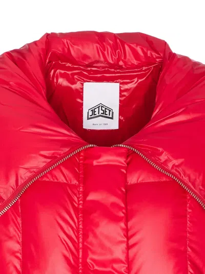 Jetset Lella City Maxi-collar Padded Jacket In Red