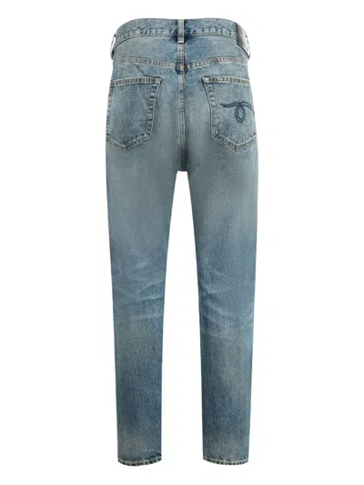 R13 Crossover Distressed Jeans In Blue