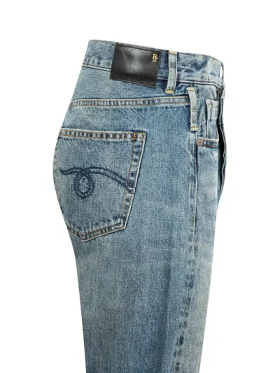 R13 Crossover Distressed Jeans In Blue