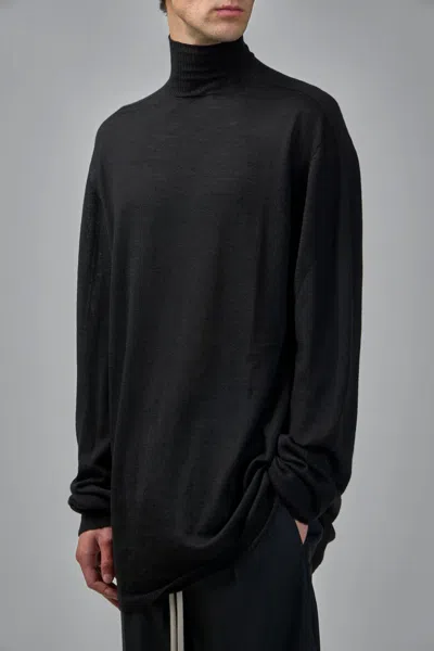 Rick Owens Oversized Knit Turtleneck Sweater In Black