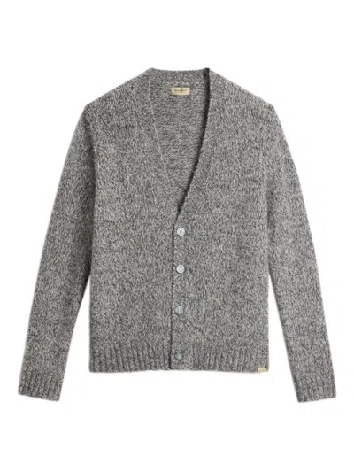 Woolrich Alpaca Wool-blend Speckled Cardigan In Gray