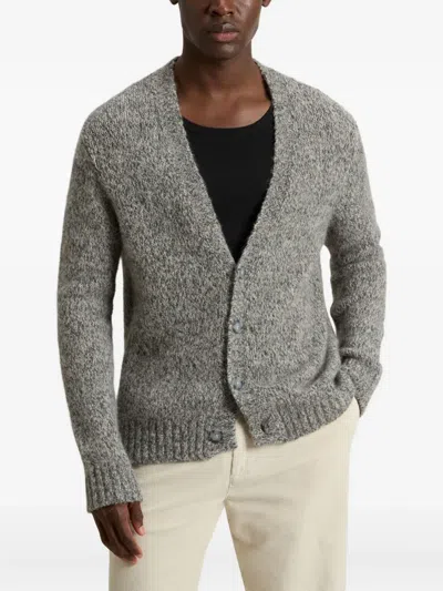 Woolrich Alpaca Wool-blend Speckled Cardigan In Gray