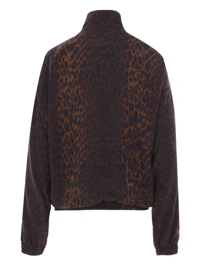 Balenciaga Crepe De Chine Full-zip Jacket With Leopard Print In Animal Print