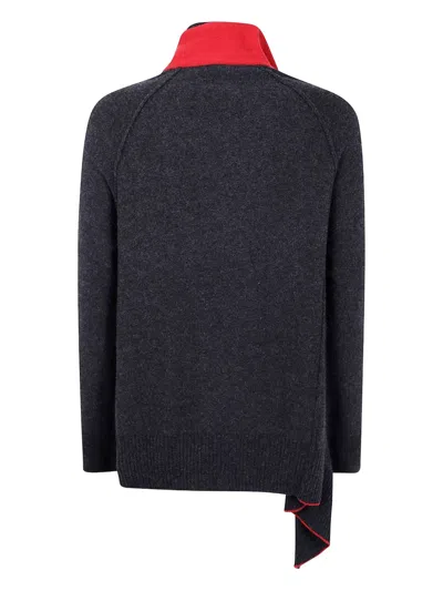 Y's Asymmetrical Button Cardigan In Gray