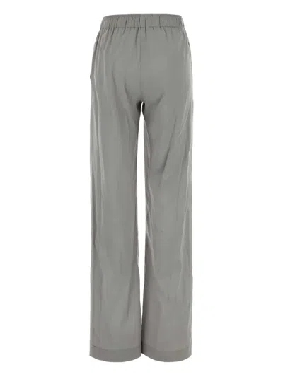 Ermanno Scervino Stretch Silk Palazzo Trousers With Side Stripe In Gray