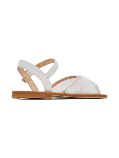 Andrea Wazen Katy Crystal-embellished Sandals In White