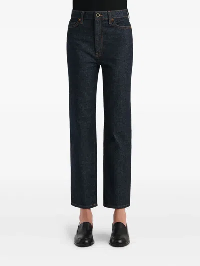 Khaite Womens Benson Bonnie Straight-leg Denim-blend Jeans In Blue