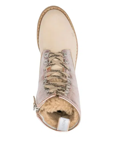 Woolrich Chunky Sole Metallic Finish Pull Tab Boots In Multi