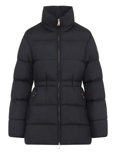 Moncler Down Jacket With Zip And Elastic Waist In Black