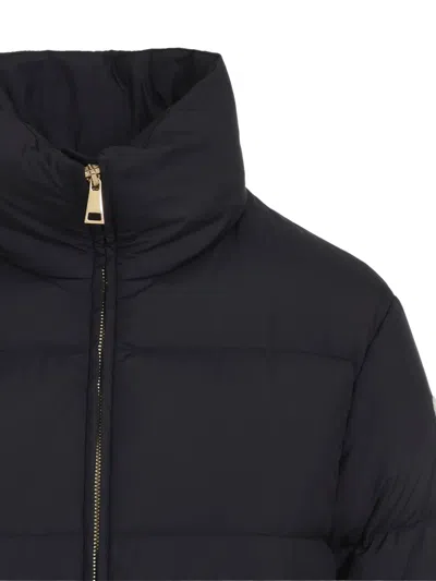Moncler Down Jacket With Zip And Elastic Waist In Black