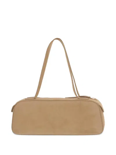 Khaite Sleek Suede Kid Leather Shoulder Bag In Neutral