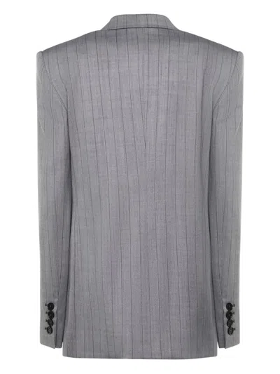 Stella Mccartney Single-breasted Pinstripe Jacket In Gray