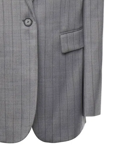 Stella Mccartney Single-breasted Pinstripe Jacket In Gray