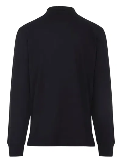Ralph Lauren Long-sleeve Polo Shirt With Embroidered Bear Motif In Black