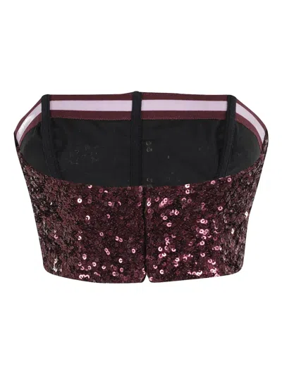 Elisabetta Franchi Top With Sequins And Jewel Clasps In Multi