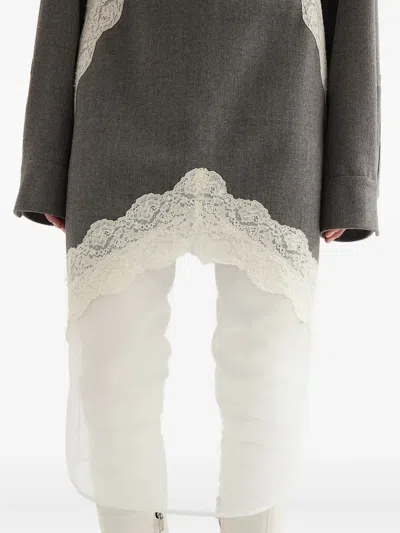 Jil Sander Lace And Organza Wool Skirt In Gray