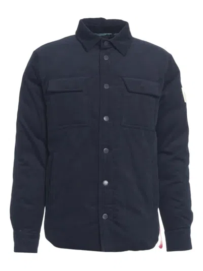 After Label Belluno Padded Overshirt With Classic Shirt Collar And Flap Pockets In Blue