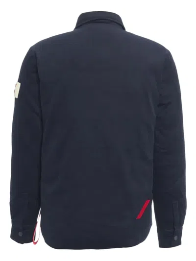 After Label Belluno Padded Overshirt With Classic Shirt Collar And Flap Pockets In Blue