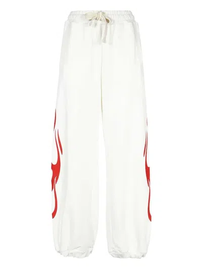 Vision Of Super Flame-print Elasticated-waistband Track Pants In White