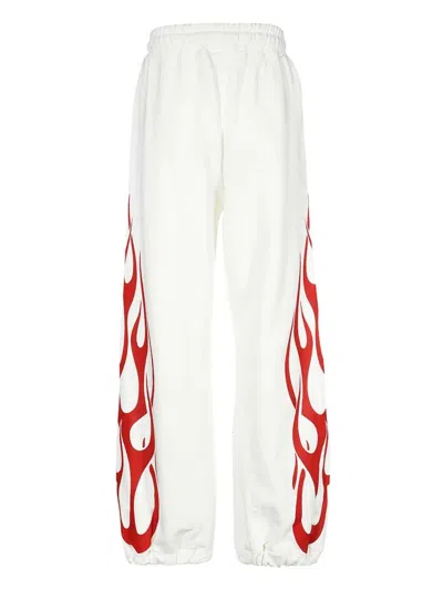 Vision Of Super Flame-print Elasticated-waistband Track Pants In White