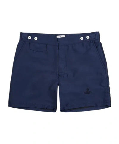 Vivienne Westwood Orb Logo Swimming Trunks In Blue