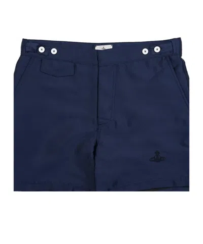 Vivienne Westwood Orb Logo Swimming Trunks In Blue