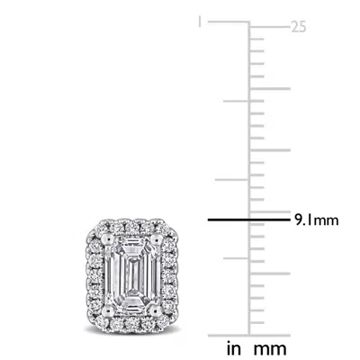 Created Forever 2 Ct Emerald And Round Lab Grown Diamonds Tw Fashion Post Earrings Silver In Metallic