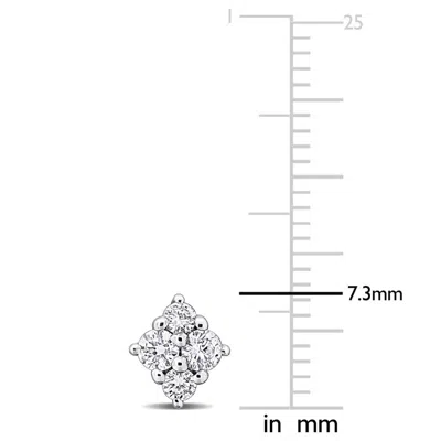 Created Forever Sterling Silver Lab Grown Diamond Cluster Stud Earrings In Metallic
