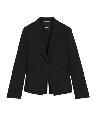 Hugo Boss Tailored Jacket Notched Lapels Front Pockets In Black