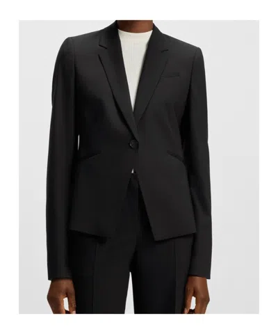 Hugo Boss Tailored Jacket Notched Lapels Front Pockets In Black