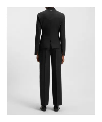 Hugo Boss Tailored Jacket Notched Lapels Front Pockets In Black