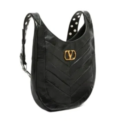 Valentino Hoboho Small Shoulder Bag With Studded Strap In Black