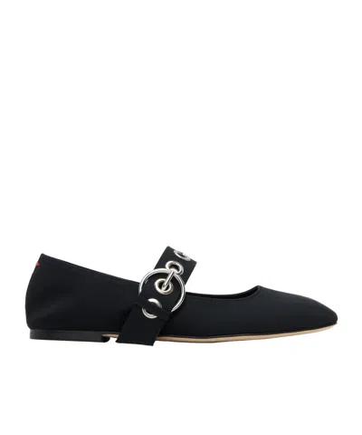 Aeyde Aeydē Nappa Leather Flats With Circular Hardware Detail In Black