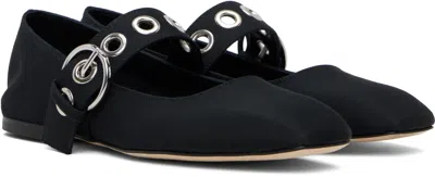 Aeyde Aeydē Nappa Leather Flats With Circular Hardware Detail In Black